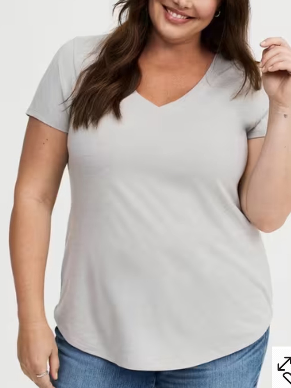 Torrid Women 5X Heather Grey Classic Fit Girlfriend Signature Jersey V-Neck Tee